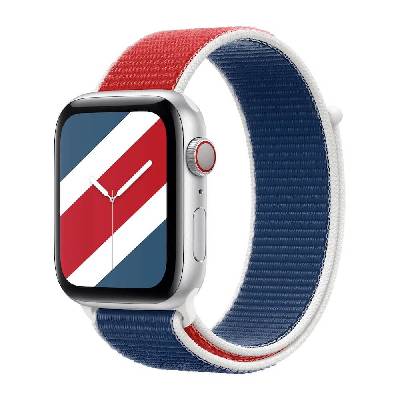 Great Britain Sport Loop - оригинална текстилна каишка за Apple Watch 42мм, 44мм, 45мм, 46мм, Ultra 49мм (червен-син)