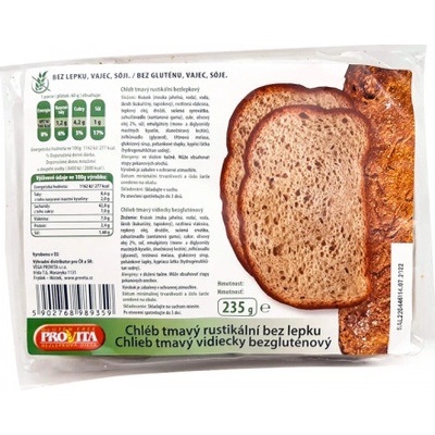 Provita chlieb bezlepkový Rustikálny tmavý 235 g