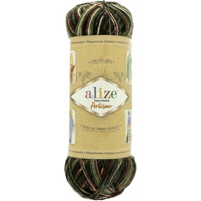 Alize Superwash Artisan 9014 čierno zeleno hnedá