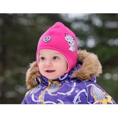Huppa dětská pletená čepice Karro fuchsia