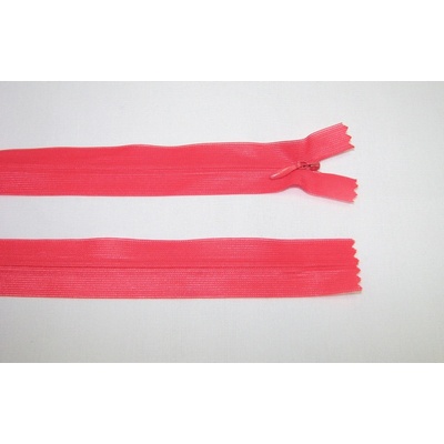 Zips krytý 3mm ružová jahodová nedeliteľný 50cm dederon