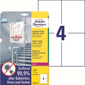 AVERY Антимикробни етикети 105 x 148 мм бели, 40 бр (L8003-10)