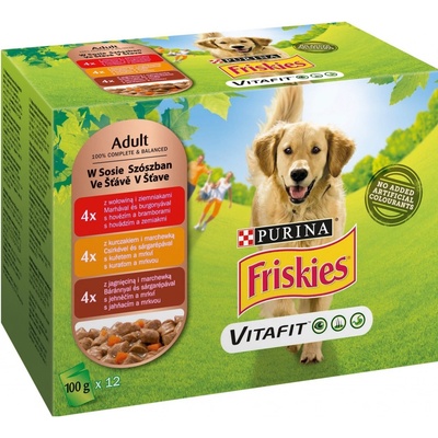 Friskies Adult hovězí kuře jehněčí ve šťávě 12 x 100 g