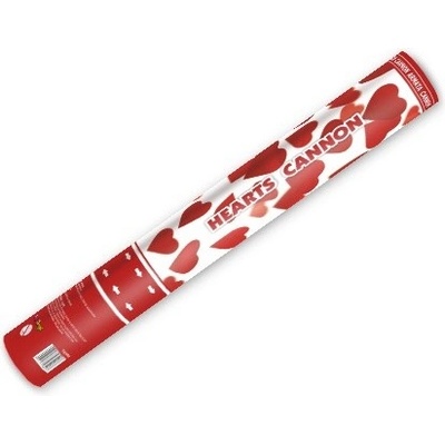 Vystřelovací konfety srdíčka červené 40cm