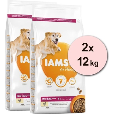 IAMS Dog Senior Large Breed Chicken 2 x 12 kg