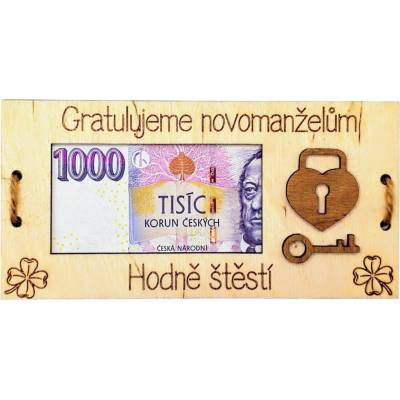 Dekorace z Řečice Dřevěná dárková karta na bankovku svatba zámek.