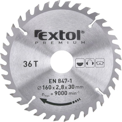 Extol Kotouč pilový s SK plátky, 160x2,0x30mm, 36T, šířka SK plátků 2,8mm