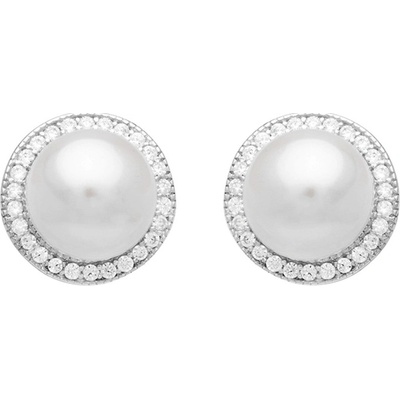 Gaura Pearls stříbrné s perlou a zirkony Betanie stříbro SK15412E bíla