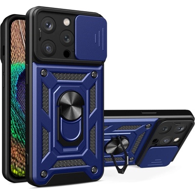 HQWear Кейс с протектор за камера HQWear Hybrid Armor Camshield за iPhone 14 Pro, син (9145576267899)