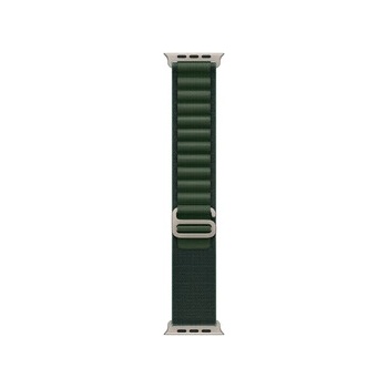 Apple Watch 49mm Loop: Dark Green Alpine Loop - Large - Natural Titanium Finish (mxmw3zm/a)