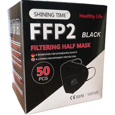 ShiningTime Čierny respirátor FFP2 50 ks