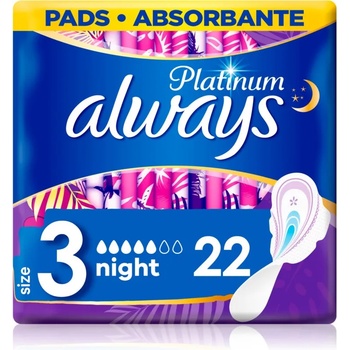 Image 1 of Always Platinum Night Size 3 санитарни кърпи за нощ 22 бр