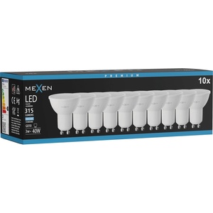 Mexen Nova 10x LED крушка GU10, 3W, Студена - 6500K, 315 lm - L107-GU10-0365-01x10 (L107-GU10-0365-01x10)
