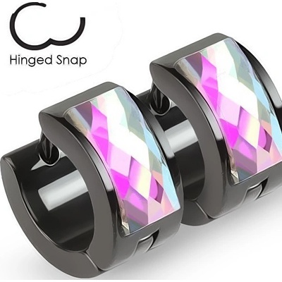 Šperky eshop kloubové z oceli černá broušený zirkon duhový lesk U26.13