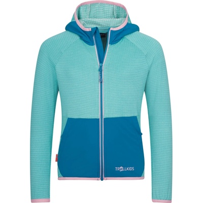 TROLLKIDS Детско поларено яке Trollkids Girl's Holmedal Jacket Fleece jacket - Aqua Haze / Harbor Blue - размер 128 (EU) (703-6745-0117)