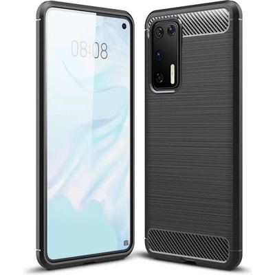 Forcell Противоударен Силиконов Калъф за Huawei P40 Pro, Forcell Carbon Case, Черен (5903396053634)