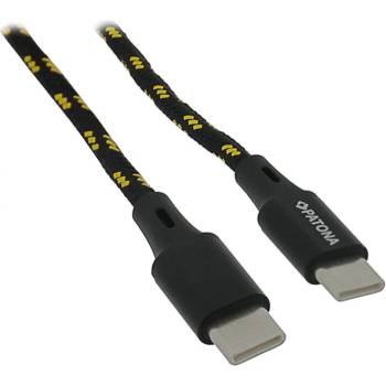 Patona PT1811 USB-C PD 30W, USB-C na USB-C, USB 2.0, 3A, Power Delivery 30W, opletený, 0,6m, černo-žlutý