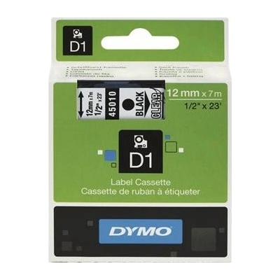 Dymo kazetová etiketovací páska D1 černá transparentní šířka 12 mm délka 7 m