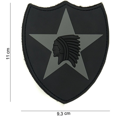 Gumová nášivka 101 Inc znak 2nd Infantry Division Indian - sivá