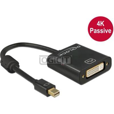 Адаптер DeLock, mini DisplayPort 1.2 мъжко DVI женско, 4K, Пасивен, Черен (62605)