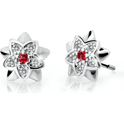 Danfil detské náušnice kvetiny C2210 z bieleho zlata ruby dark balónik