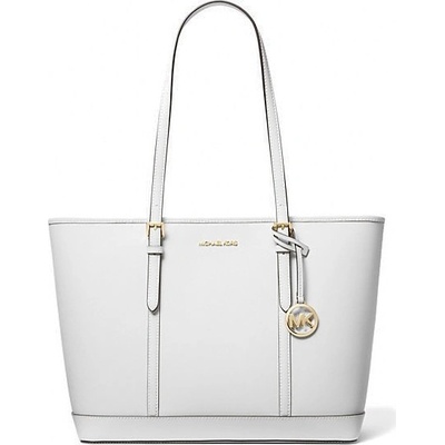 Michael Kors kožená kabelka jet set travel large bílá