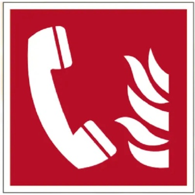 Bezpečnostní požární značení, telefon s požární signalizací – luminiscenční fólie, 200×200 mm