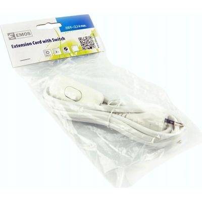 Emos S08272 Flexošňůra 2x0,75mm 2m bílá s vypínačem