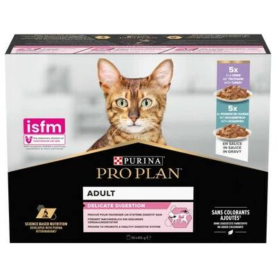 PURINA PRO PLAN Delicate Digestion s krůtou a mořskými rybami v omáčce balení 10x85 g