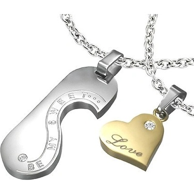 Šperky eshop Ocelový přívěsek známka a srdce Love pro dvojici R5.5
