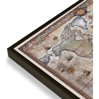 RayWorld Svět - nástěnná mapa Ray World Retro 136 x 92 cm Varianta: mapa v hliníkovém rámu, Provedení: černý rám