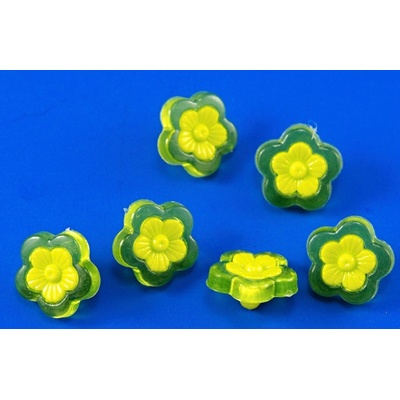 Gombík v tvare kvetinky so spodným prišitím - zelená - priemer 1,5 cm