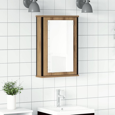 vidaXL Огледален шкаф за баня 42x12x60 cm Инженерна дървесина (862230)