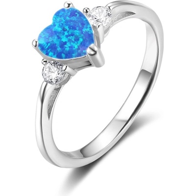 Olivie Stříbrný prsten opálové srdce 5292