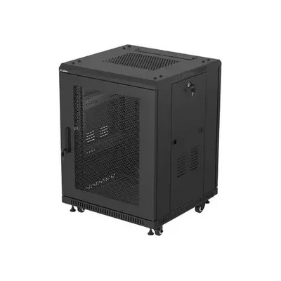 Lanberg Комуникационен шкаф, Lanberg rack cabinet 19" free-standing 15U/600X600 (FLAT PACK) with mesh door black (FF01-6615-23B)