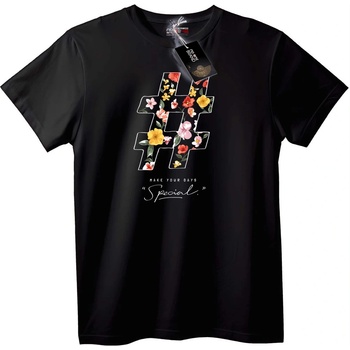 NOONEBRAND Тениска Цветен Хаштаг - 2XL, Black