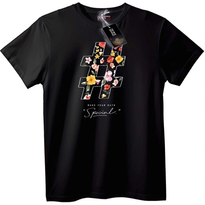 NOONEBRAND Тениска Цветен Хаштаг - 2XL, Black