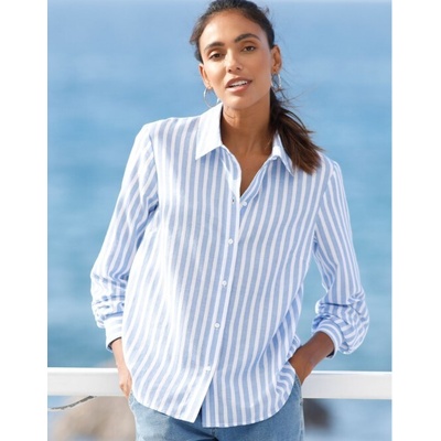 Proužkovaná košile z bavlny bílá/modrá – Zboží Dáma