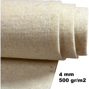 Vlněná technická plsť (filc) 4 mm barva Ecru, metráž 150 cm