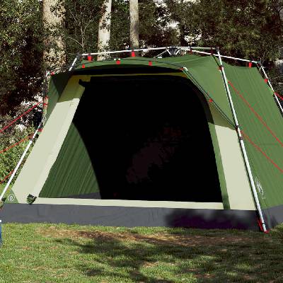 vidaXL Къмпинг палатка, кабинна, 4-местна, зелена, бързо освобождаване (4004219)