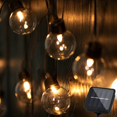 Girlanda solární zahradní 50x LED ozdobné koule 16.7m Teplá bílá 3000K GLADI 2 LUMILED LUMSOL0012