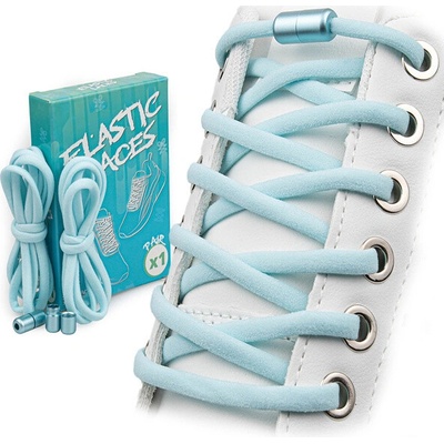 Laces elastické s kovovou sponou bledo modré