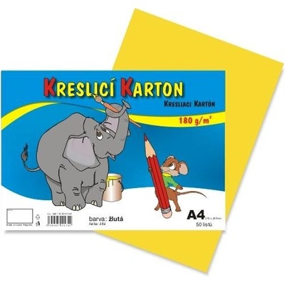 Kreslící karton žlutý A4 180gr. / 50 ks