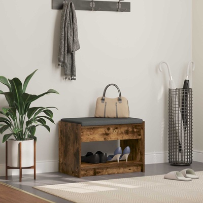 vidaXL Пейка за коридор с възглавница Пушена Дъб 63 x 38 x 45 см (891572)