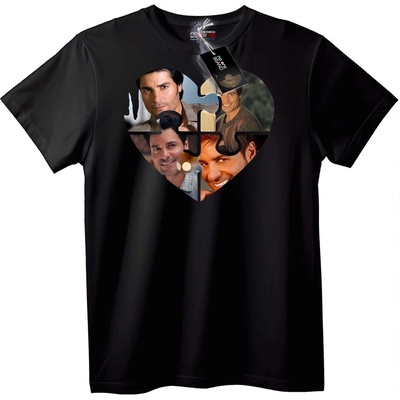 NOONEBRAND Тениска Сърце на Четирима Мъже - 2XL, Black