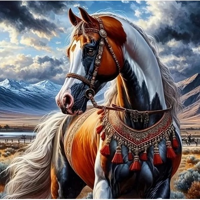 Norimpex - Puzzle Diamant painting: Horse in Indian harness 30x40cm - 1 - 39 piese