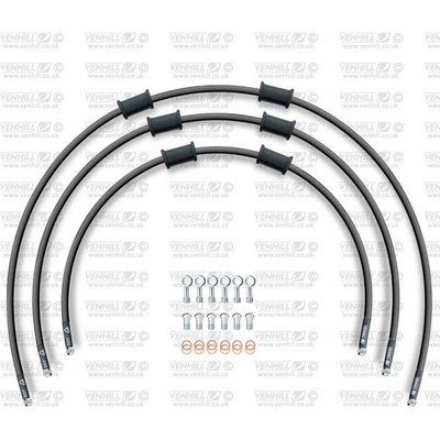 STANDARD Hadica prednej brzdy sada Venhill POWERHOSEPLUS APR-10002FS-BK (3 hadice v sade) čiernej hadice, nerezové koncovky