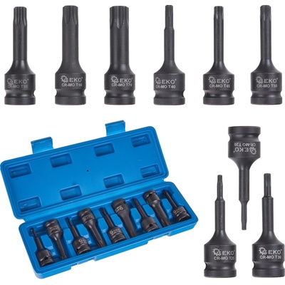 Geko Sada 9 ks torx rázových nástrčných nadstavcov T20-T70