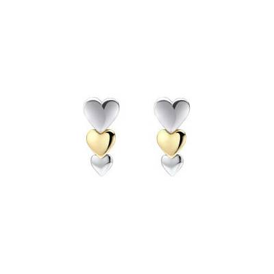 Basics Strieborné náušnice Cascading Hearts E6580