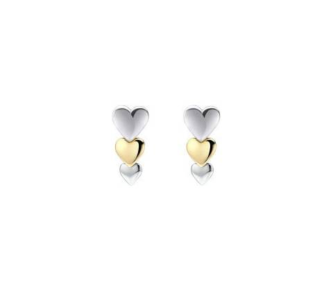Basics Strieborné náušnice Cascading Hearts E6580
